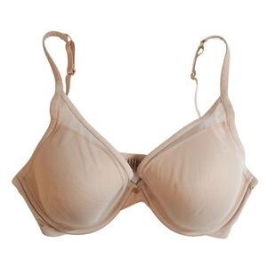 Thirdlove 24/7 Classic Uplift Plunge Bra 36E Nude Tan Underwire Mesh Comfort